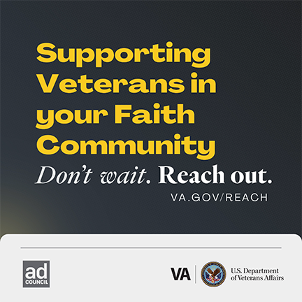 Video recording of text 'Supporting Veterans in your Faith Community' and scrolling through the 'For the Faith Community' landing page
