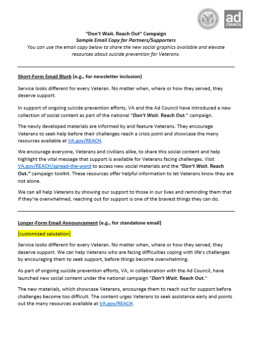 Email blurbs