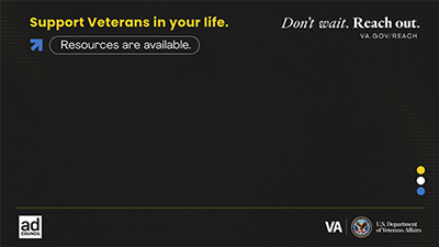 Grey background that reads "Veterans, you don't have to solve life's challenges alone." 
