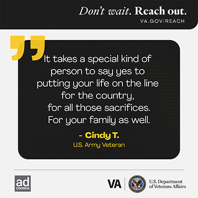 "It takes a special kind of person to put your life on the line for the country."