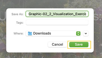  ‘Download’ menu popped up with ‘save’ button outlined