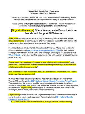 Customizable press release